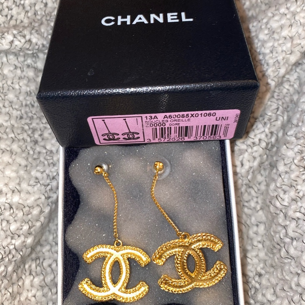 Authentic Chanel CC Dangle Earrings